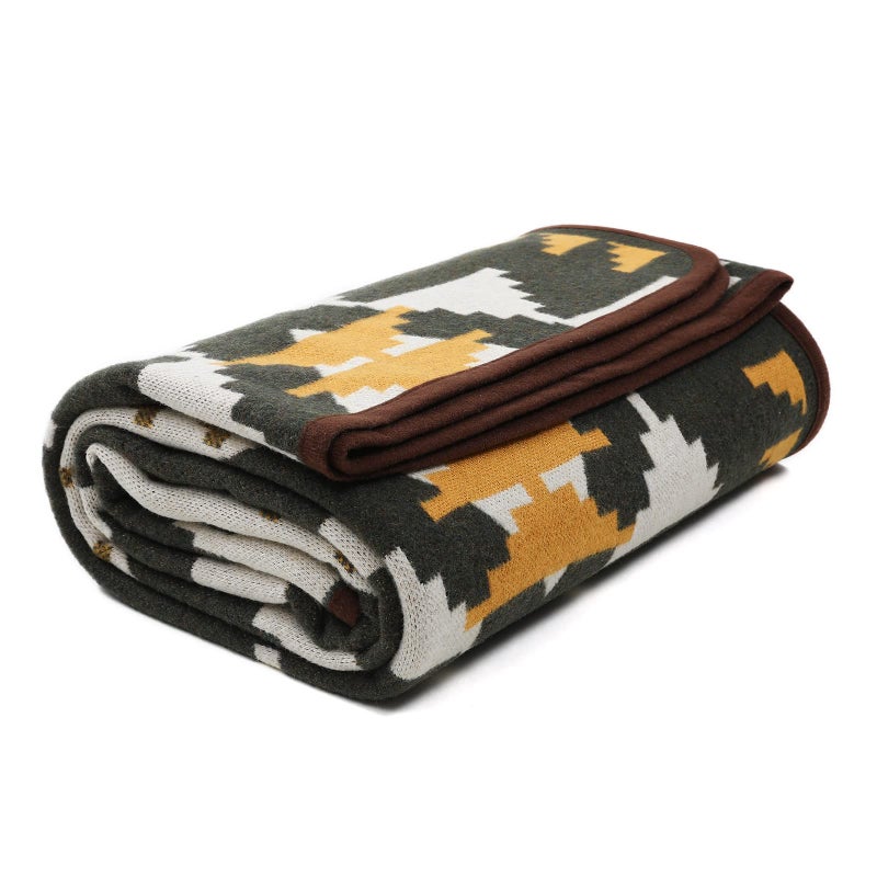 ACUSHLA Merino Wool Camp Blanket - Warm Thick Washable Large Outdoor Camping Sleeping Throw Blanket All Weather Aztec Style 63''X79'' - Image 1