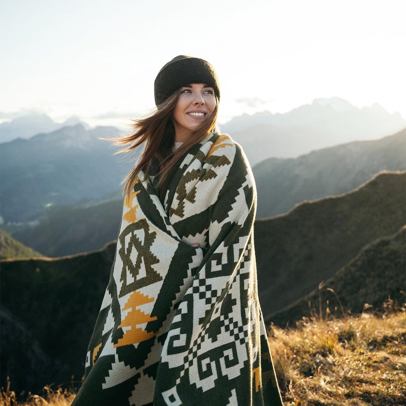 ACUSHLA Merino Wool Camp Blanket - Warm Thick Washable Large Outdoor Camping Sleeping Throw Blanket All Weather Aztec Style 63''X79'' - Image 2