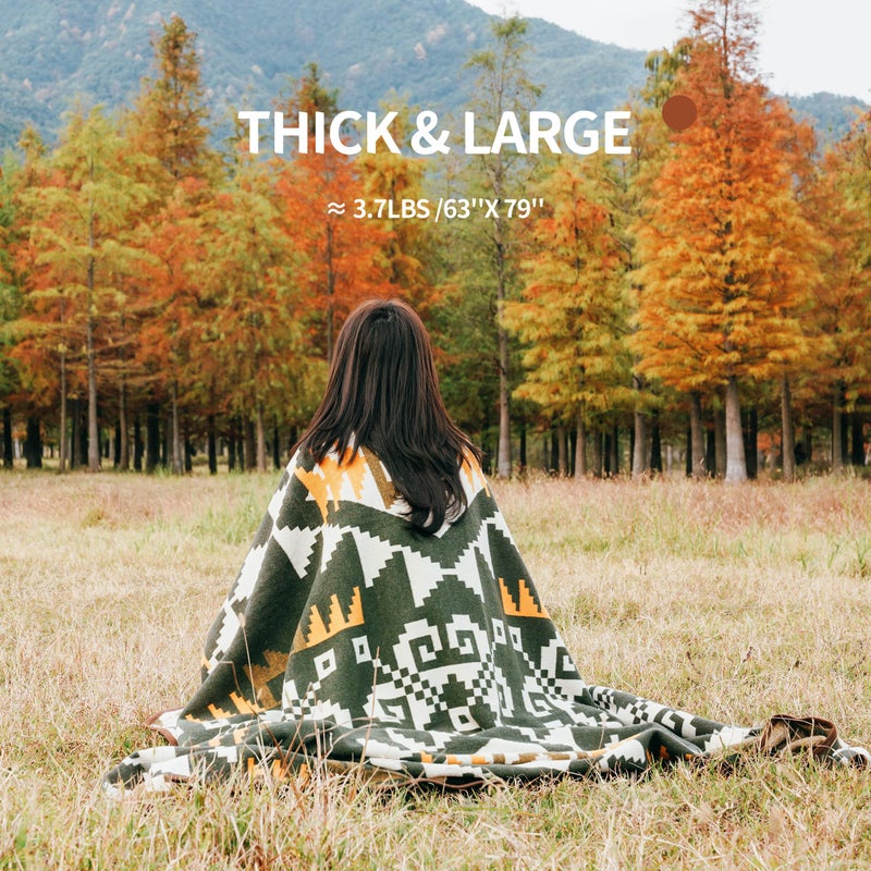 ACUSHLA Merino Wool Camp Blanket - Warm Thick Washable Large Outdoor Camping Sleeping Throw Blanket All Weather Aztec Style 63''X79'' - Image 5