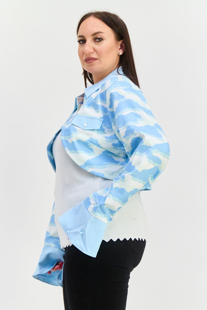Labelrail x Olivia Alice Women Spread Collar Allover Print Crop Top, Multicolor - Image 4