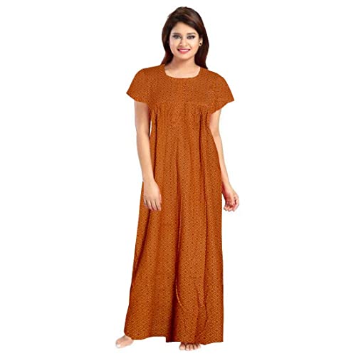 NEGLIGEE Women's Cotton Printed Maxi Nightgown Nighty for Women Ankle Length Night Dress - Pack of 2 (Free Size, 02 Green & Brown) - Image 5