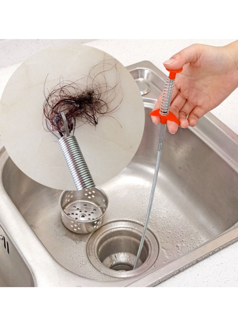 Generic Kitchen Sink Drain Snake Clog Remover Cleaning Tools 23.6 Inch Spring Pipes Household Drain Cleaning Tools  - Image 1