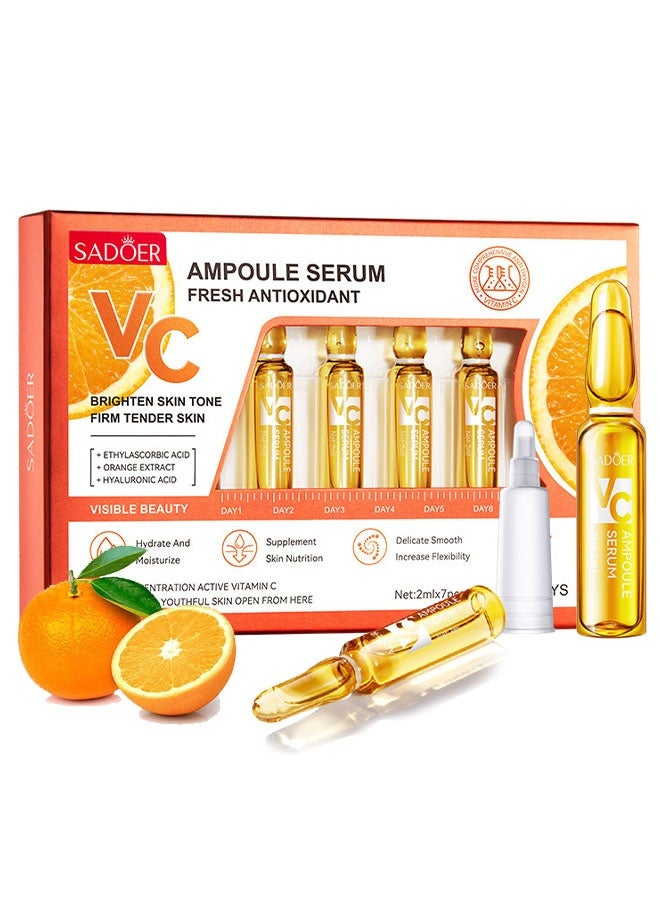 SADOER Ampoules Facial Moisturizing Serum with Vitamin C Anti-Wrinkle and Anti-Aging 7 Ampoules，2mlx7pcs - Image 1