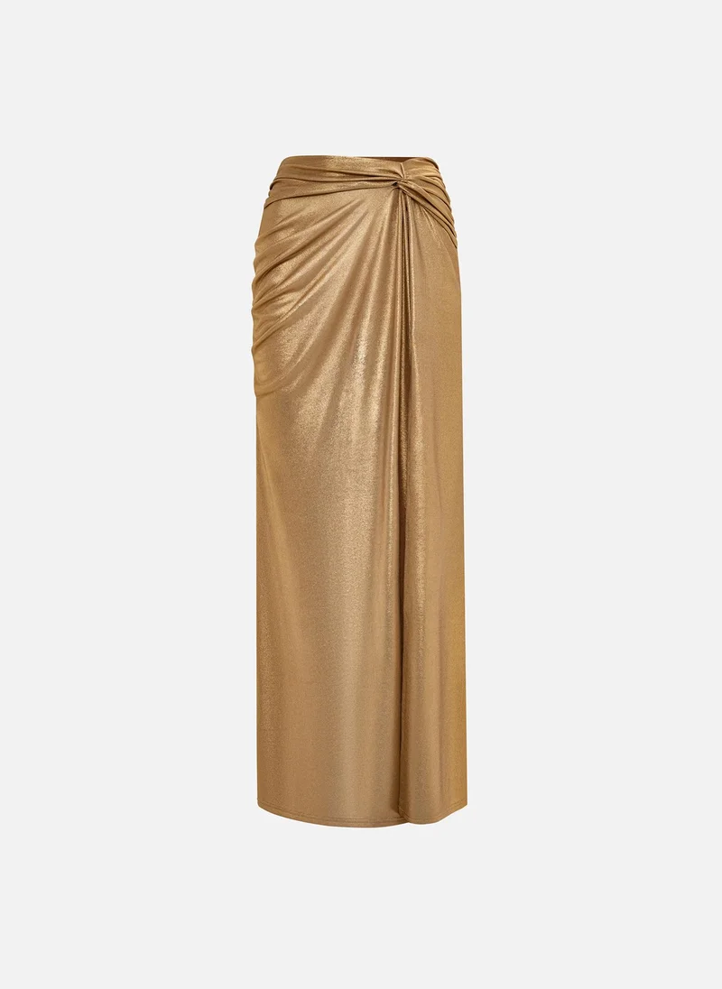 Lichi Jersey maxi skirt with metallic finish
