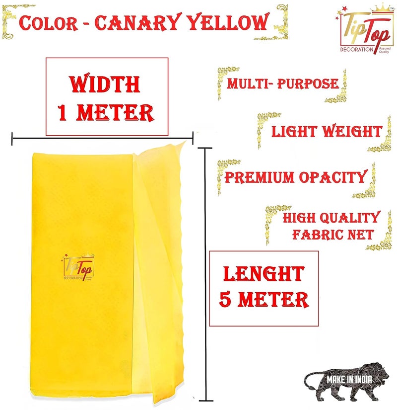 TIPTOP DECORATION قماش شيفون حصري شبكي صلب للزينة والحرف (الطول :-19 قدم) (العرض :-4.5 قدم) (أصفر كناري) - Image 2