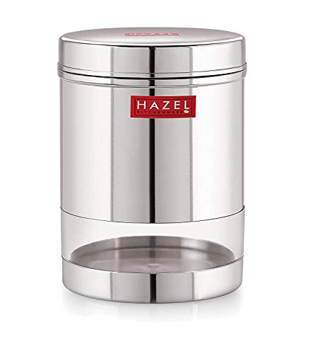 HAZEL Stainless Steel Transparent Wide Mouth See Through Container, Silver, Set of 2, 950 ML - Image 5