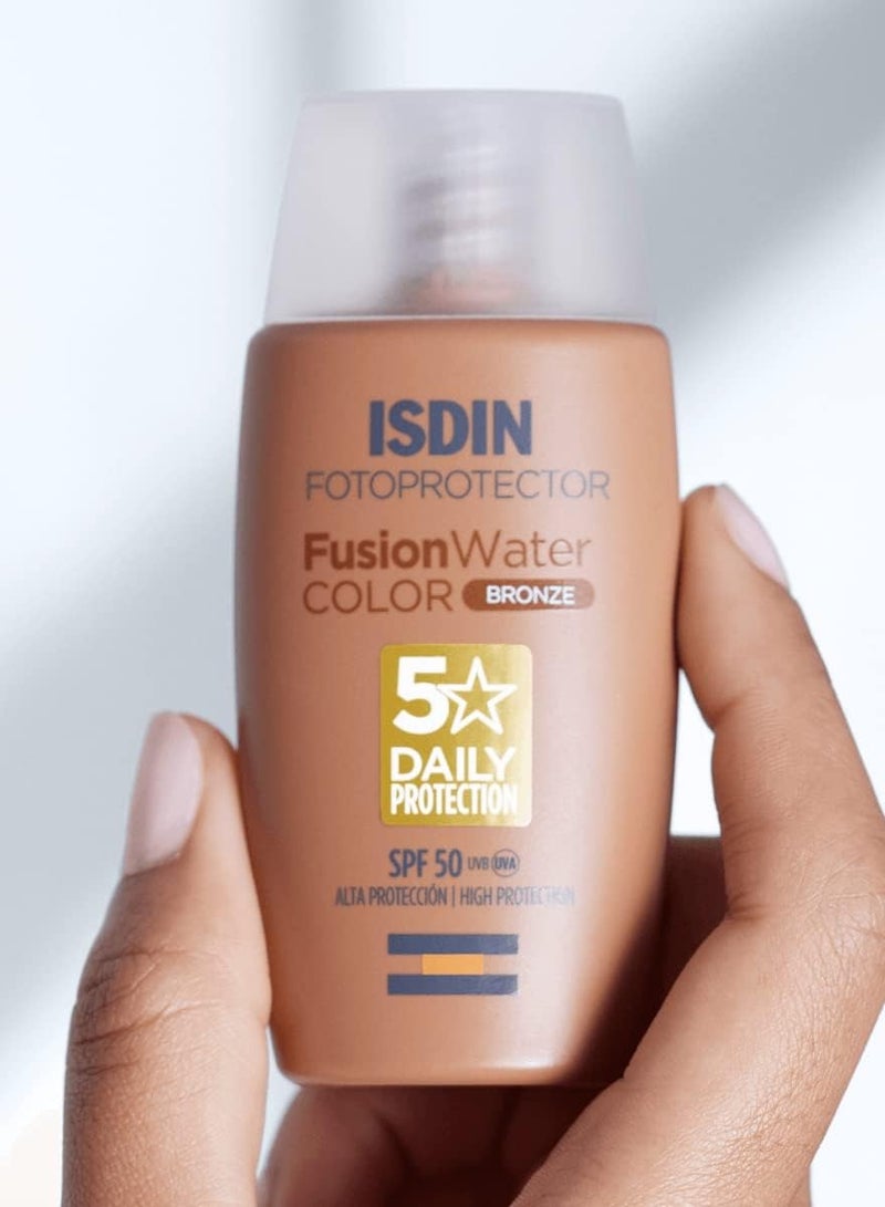 إيسدن فوتوبروتيكتور فيوجن مائي ملون برونزي بعامل حماية من أشعة الشمس فوق البنفسجية الطويلة والمتوسطة SPF 50، 50 مل - Image 2