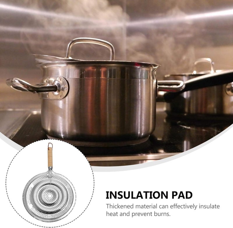 cheekyglo Heat Diffuser Iron Heat Diffuser Plates with Wooden Handle 2pcs Heat Diffuser Reducer Flame Guard Simmer Plate for Electric and Gas Stovetops - Image 3