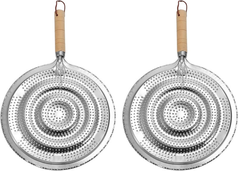 cheekyglo Heat Diffuser Iron Heat Diffuser Plates with Wooden Handle 2pcs Heat Diffuser Reducer Flame Guard Simmer Plate for Electric and Gas Stovetops - Image 1