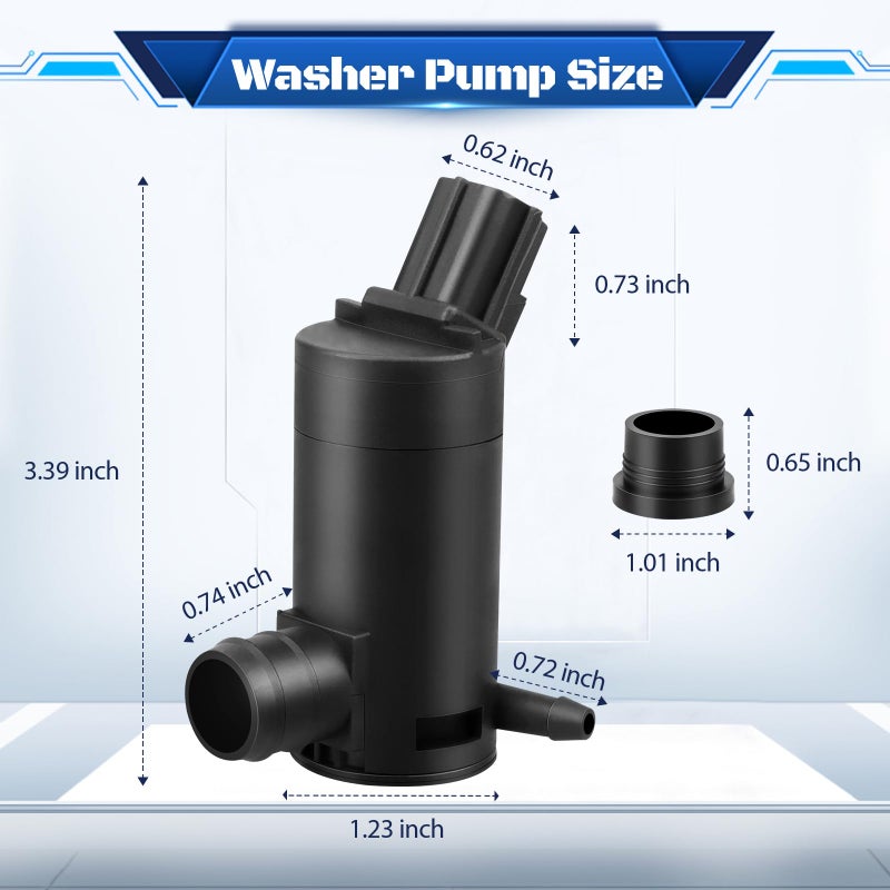 HHCSOP Windshield Washer Motor Pump w/Grommet, Replacement for Ford F150 F250 F350 Mustang Ranger, Lincoln Town Car, Mazda B2300 B3000, Mercury, Replaces OEM 7L8Z-17664-A 7R33-17664-DA F6SZ-17664-A - Image 4