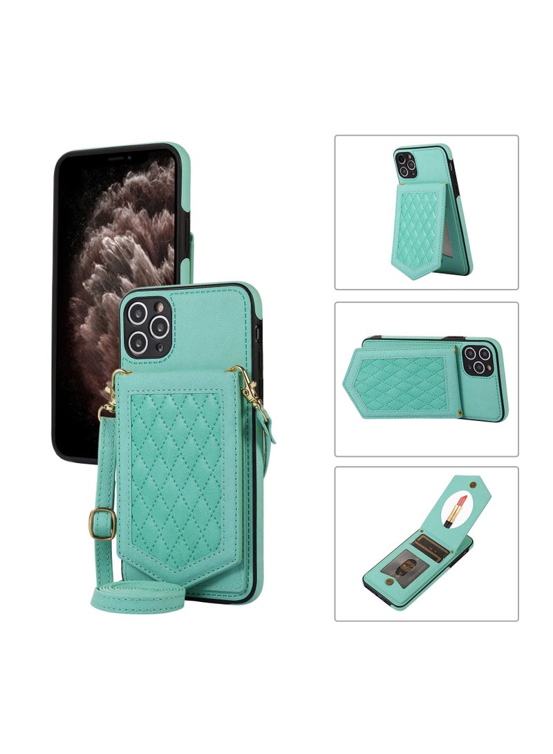 Suteni Back Cover Leather Hidden Card Slots with Mirror Phone Case for iPhone - Image 3