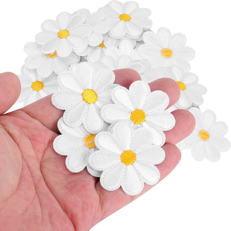 40Pcs Embroidery Cloth Stickers Daisy Pattern Iron Patches DIY Backpack Clothing Accessories - Image 1