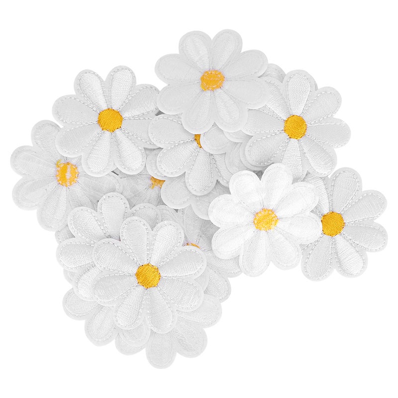 40Pcs Embroidery Cloth Stickers Daisy Pattern Iron Patches DIY Backpack Clothing Accessories - Image 2