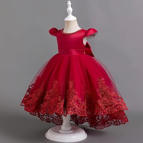 Kidinix Baby Flower Girl Dress Pageant Party Wedding Pearl Lace Tutu Gown Toddler Formal Dresses - Image 4