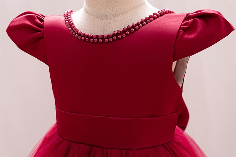 Kidinix Baby Flower Girl Dress Pageant Party Wedding Pearl Lace Tutu Gown Toddler Formal Dresses - Image 2