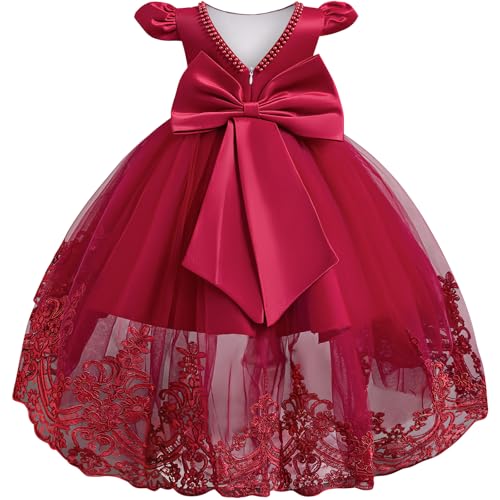 Kidinix Baby Flower Girl Dress Pageant Party Wedding Pearl Lace Tutu Gown Toddler Formal Dresses - Image 1