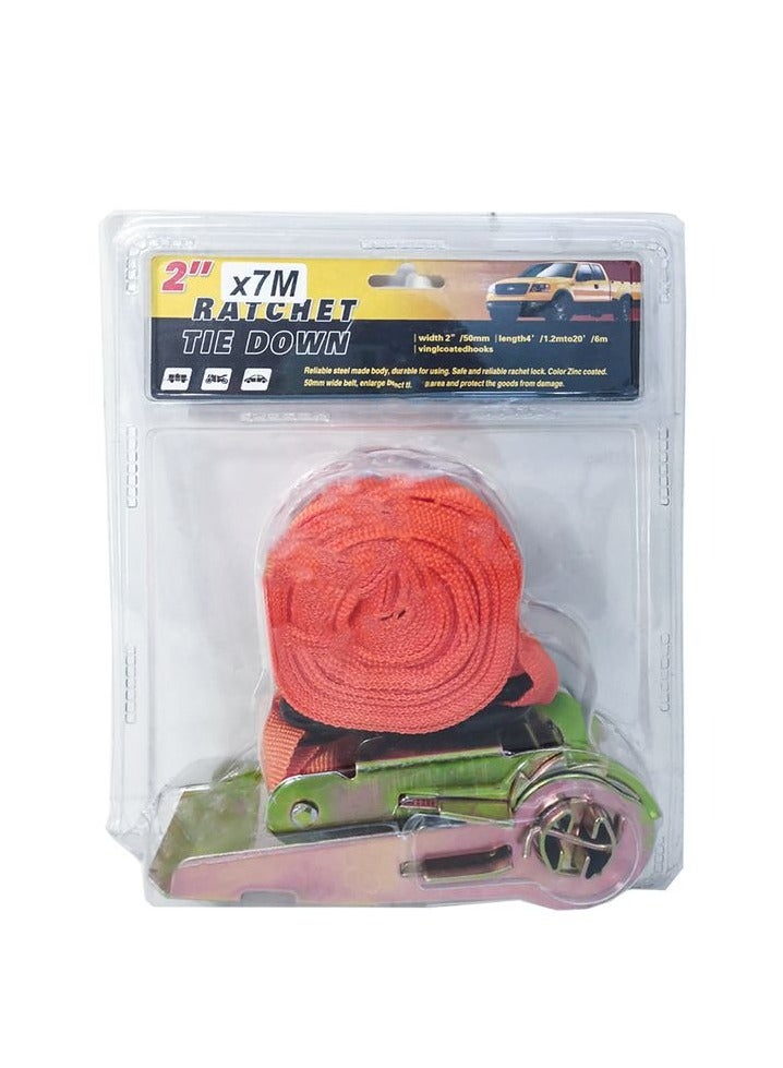 Ratchet Tie Down Strap 2 X 7 Meter, Cargo Ratchet Strap Rope Cam Buckle Truck Padded Cam Lock, Heavy Duty Lashing Strap - Image 2