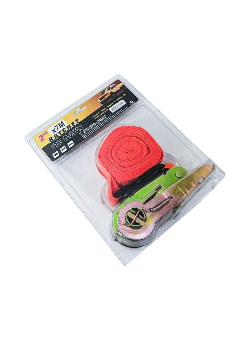 Ratchet Tie Down Strap 2 X 7 Meter, Cargo Ratchet Strap Rope Cam Buckle Truck Padded Cam Lock, Heavy Duty Lashing Strap - Image 3