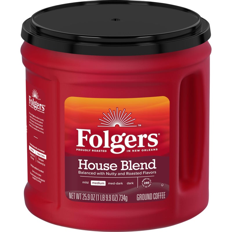 Folgers Coffeehouse Blend Ground Coffee, Medium Dark Roast Coffee, 25.9 Ounce Canister - Image 1