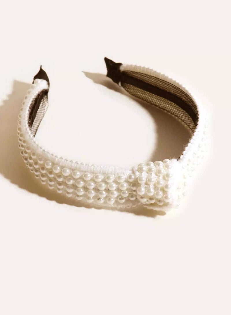 Toddler Girls Faux Pearl Beaded Hair Hoop  - Image 1