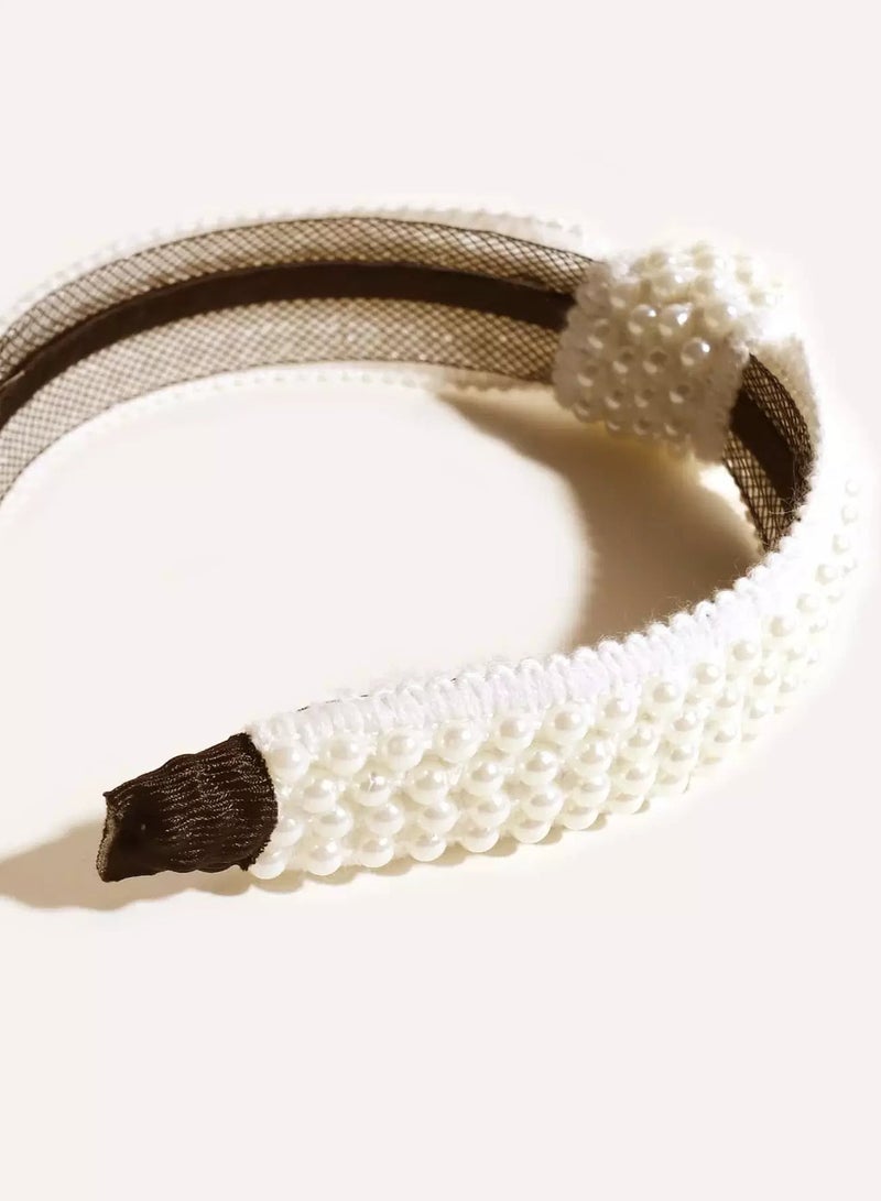 Toddler Girls Faux Pearl Beaded Hair Hoop  - Image 4