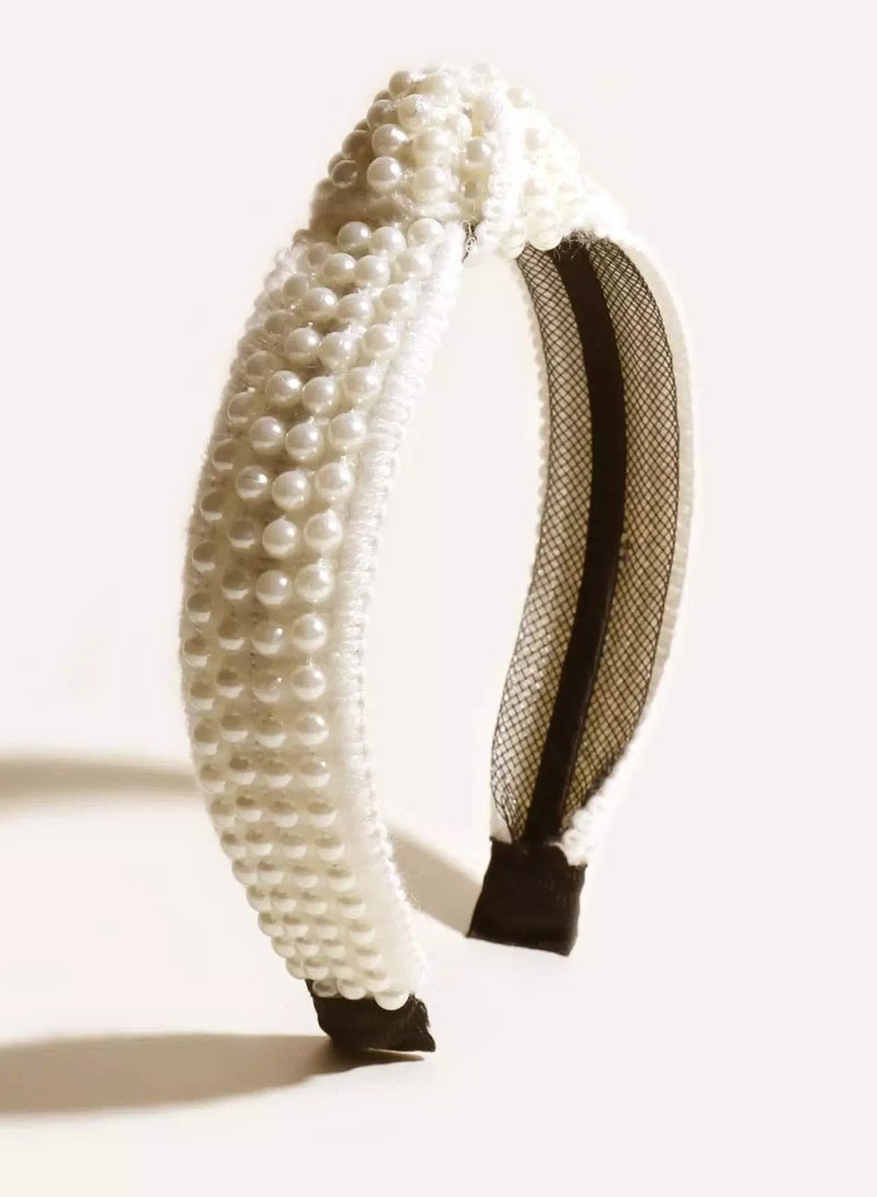 Toddler Girls Faux Pearl Beaded Hair Hoop  - Image 2