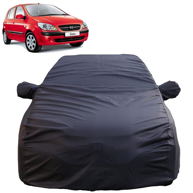 Autofact Getz Waterproof Car Cover with Mirror Pockets, Grey Color, 4x4 American Matty,Triple Stitched, Compatible with Hyundai Getz Car Cover (2007 to 2010), Getz Car Accessories - Image 1