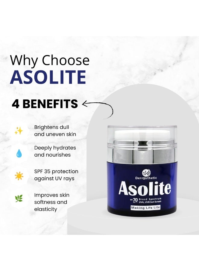 Derresthetic Asolite Sunscreen SPF 70+ 50 ml – Broad Spectrum UVA/UVB Protection - Image 3