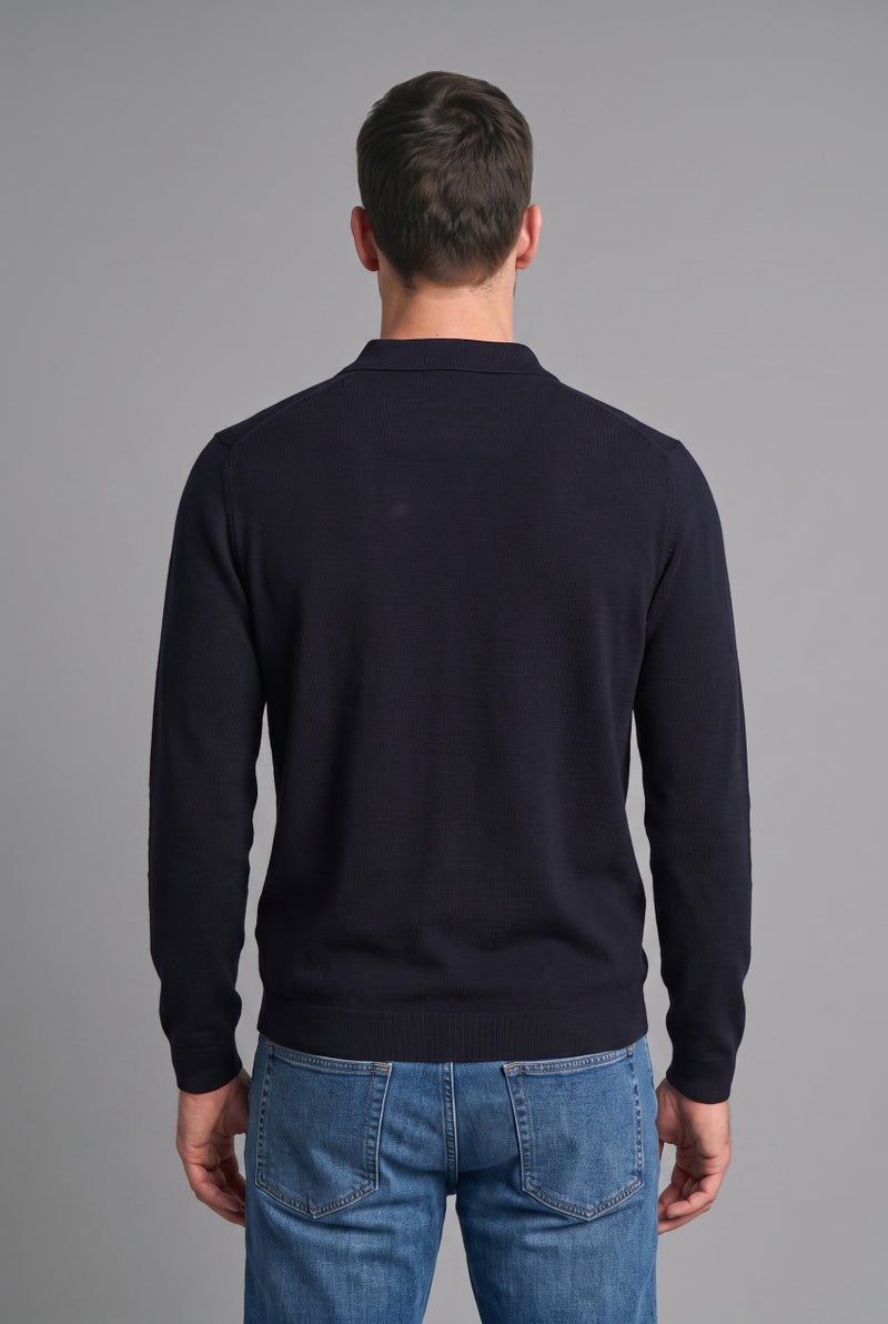 DeFacto Blue Man Standard Fit Polo Collar Knitwear Pullover Casual - Image 4