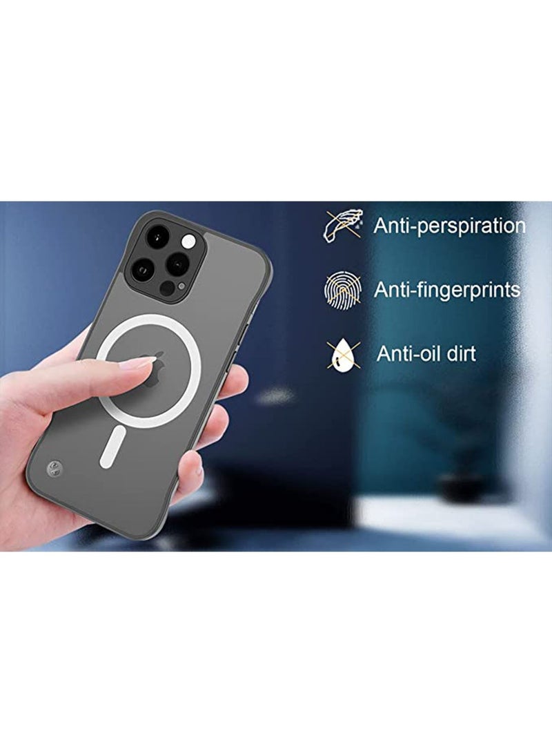 Slim Case for iPhone 14 Pro Max Compatible with MagSafe Ultra Thin Frameless Case Anti-Yellow Shockproof Magnetic Cover Black