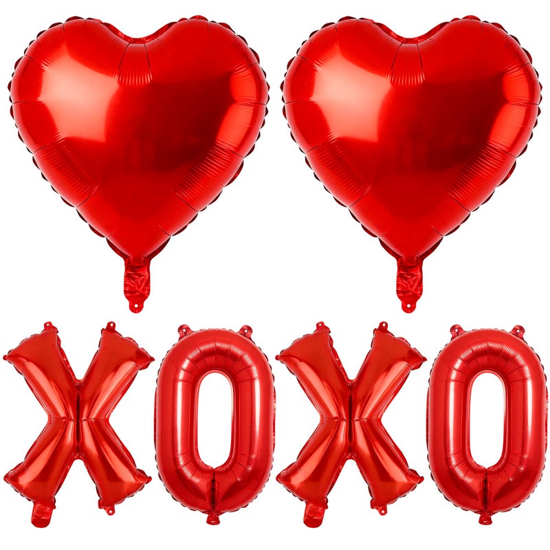 Lxzyu XOXO Balloons Valentine Balloons - 16 Inch Mylar Balloons, Red Heart Balloon, Heart Shaped Balloon Valentines Day Decorations for Photo Props Bridal Galentines Day & Valentines Party Decorations - Image 1