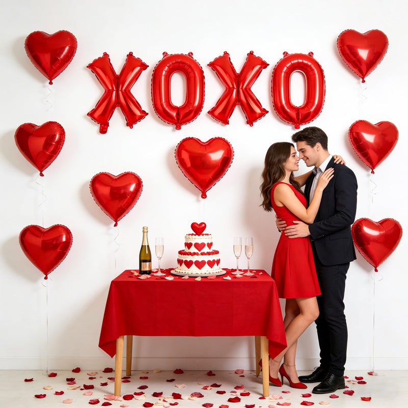Lxzyu XOXO Balloons Valentine Balloons - 16 Inch Mylar Balloons, Red Heart Balloon, Heart Shaped Balloon Valentines Day Decorations for Photo Props Bridal Galentines Day & Valentines Party Decorations - Image 5