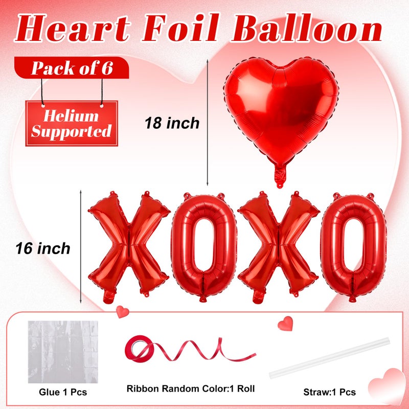 Lxzyu XOXO Balloons Valentine Balloons - 16 Inch Mylar Balloons, Red Heart Balloon, Heart Shaped Balloon Valentines Day Decorations for Photo Props Bridal Galentines Day & Valentines Party Decorations - Image 3