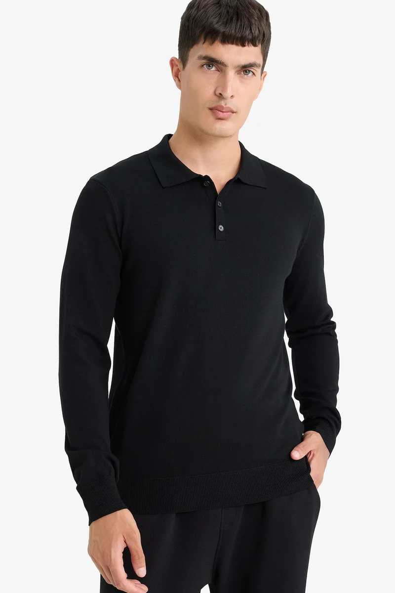 ديفاكتو Standard Fit Polo Collar Knitwear Pullover