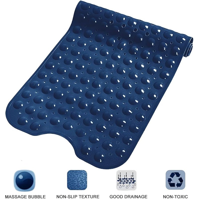 Linoows Bathtub and Shower Mats, Extra Long Non-Slip Bath Tub Mat 39 x 16 Inch, Machine Washable Bathmat with Suction Cups & Drain Holes for Bathroom Floor, Navy Blue - Image 5