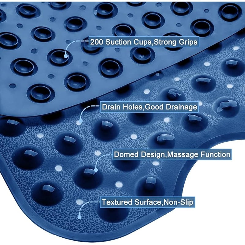 Linoows Bathtub and Shower Mats, Extra Long Non-Slip Bath Tub Mat 39 x 16 Inch, Machine Washable Bathmat with Suction Cups & Drain Holes for Bathroom Floor, Navy Blue - Image 3