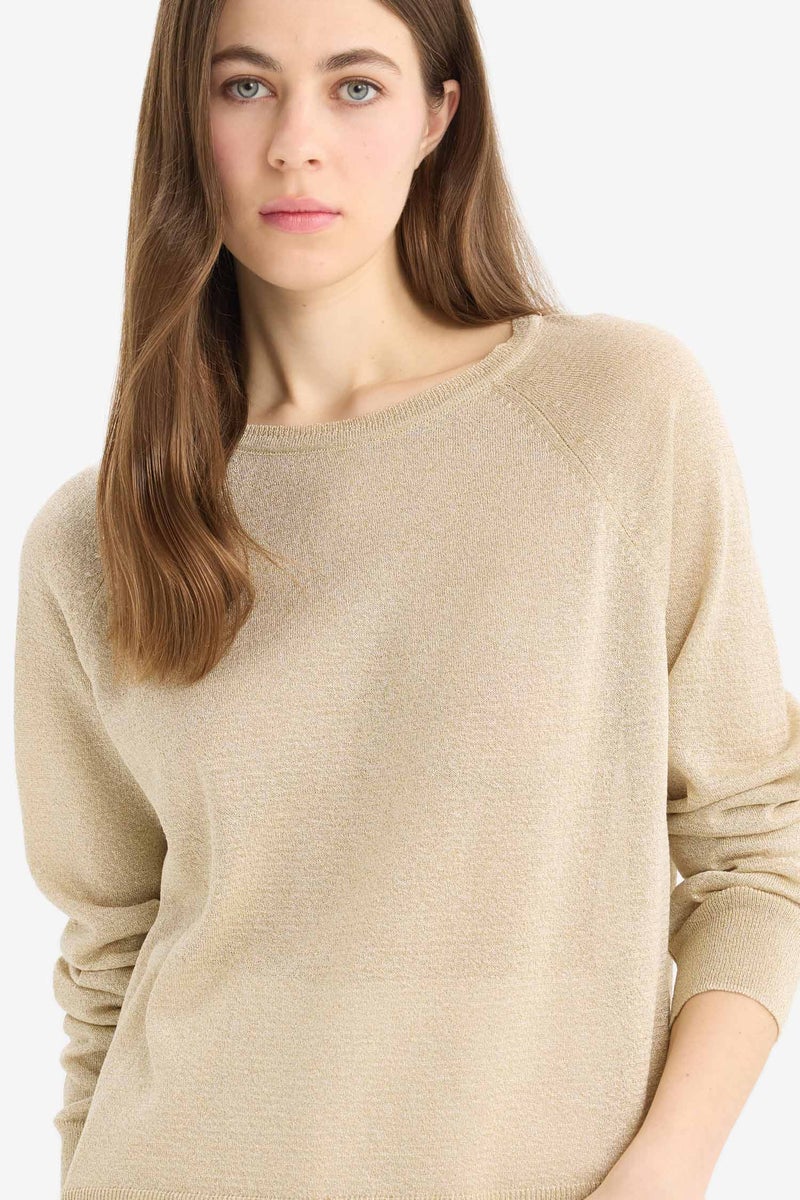 DeFacto Beige Woman Regular Fit Crew Neck Crew Neck Knitwear Pullover Casual - Image 1
