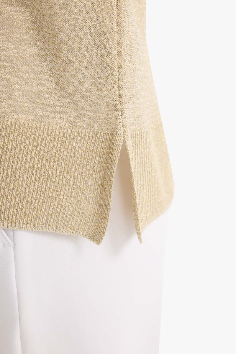 DeFacto Beige Woman Regular Fit Crew Neck Crew Neck Knitwear Pullover Casual - Image 5