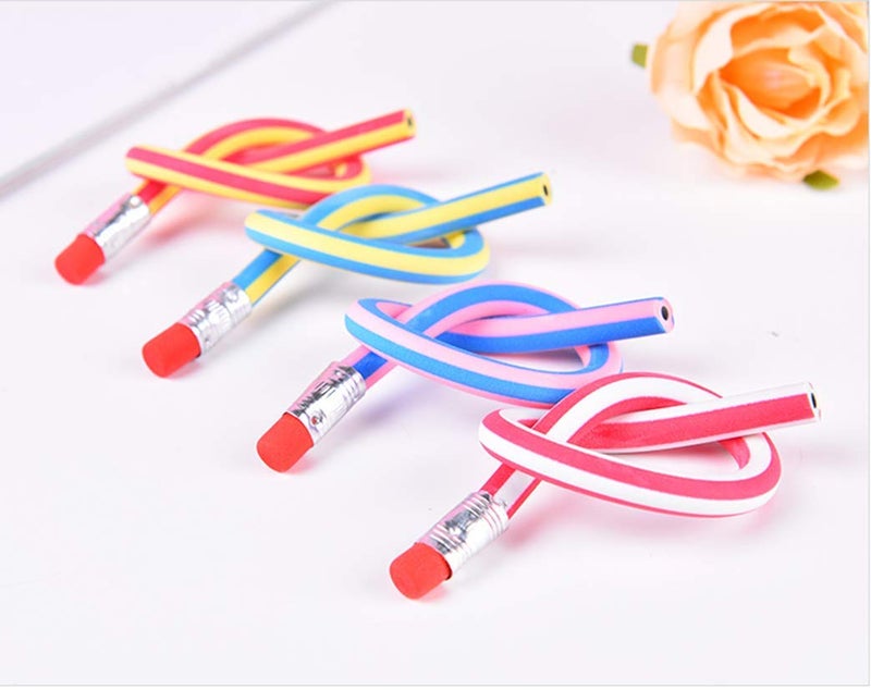OJYUDD Flexible Bendy Pencil,35 PCS Flexible Soft Pencil Colorful Stripe Soft Pencils with Eraser as Gift for Students or Children - Image 4