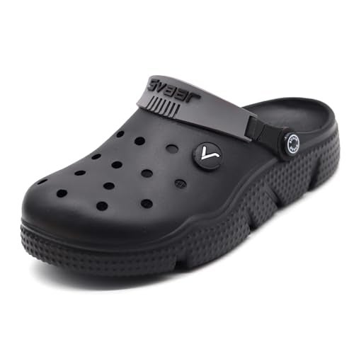 SVAAR Designer Clogs, Sandals With Adjustable Back Strap For Men Black - 8 Uk - Image 1