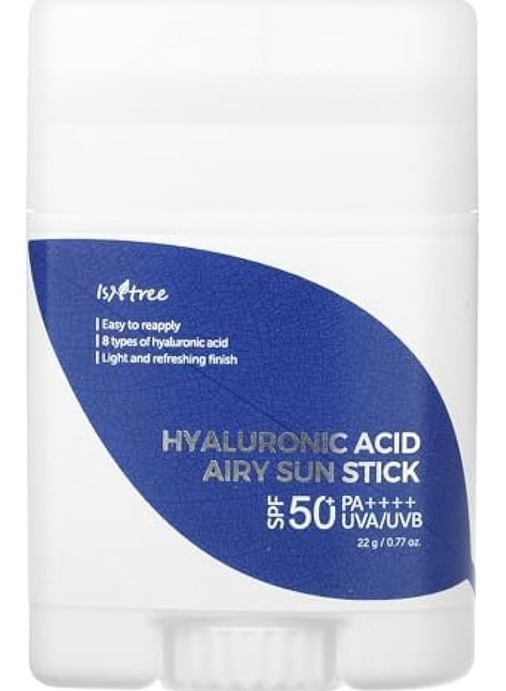 ISNTREE Hyaluronic Acid Airy Sun Stick SPF 50+ 22g – Lightweight, Hydrating Sunscreen Stick for Face & Body – Non-Greasy, Broad Spectrum Protection, Korean Skincare - Image 1