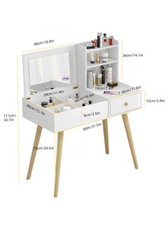 Lafulaifu Dresser With Mirror Vanities Table，Makeup Table With Drawer And Shelf , 31.5" Length, White  - Image 2