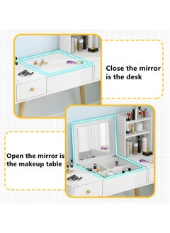 Lafulaifu Dresser With Mirror Vanities Table，Makeup Table With Drawer And Shelf , 31.5" Length, White  - Image 3