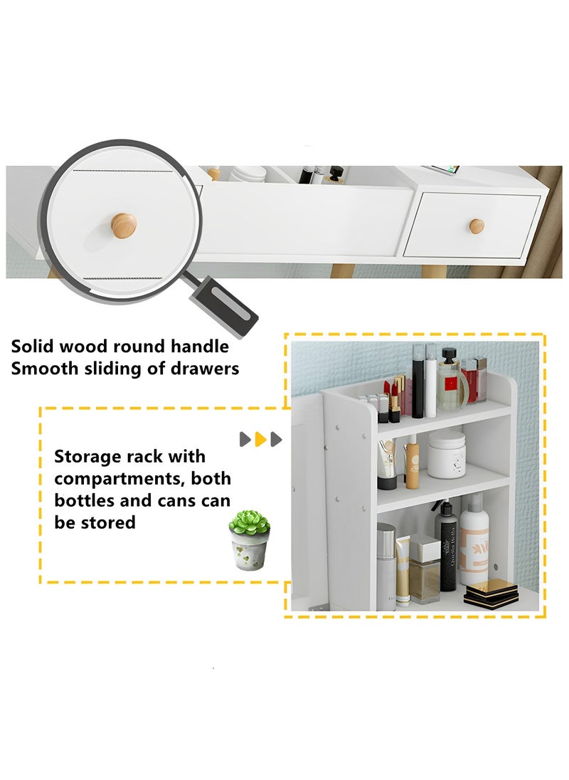 Lafulaifu - Dresser With Mirror Vanities Table，Makeup Table With Drawer And Shelf , 31.5" Length, White - Image 1