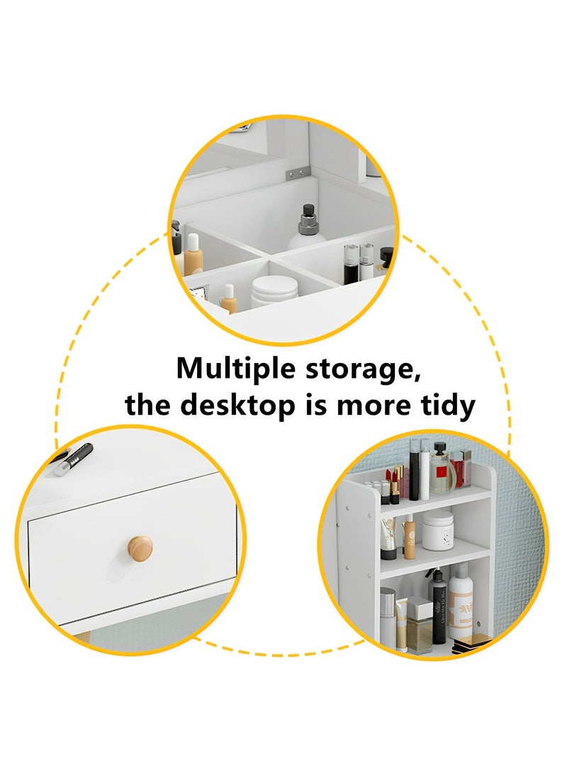Lafulaifu - Dresser With Mirror Vanities Table，Makeup Table With Drawer And Shelf , 31.5" Length, White - Image 1