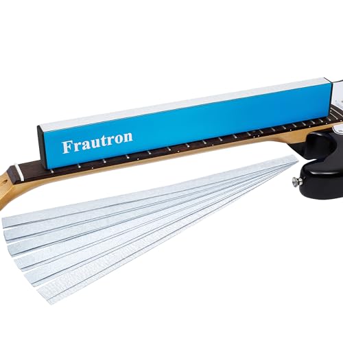 Frautron Guitar Fret Leveling Beam, Aluminum Fret Leveler Sanding Block File Bar, 16" (400mm) Luthier Fretboard Leveling Tool with 2-Set of 120/240/320/400/600/1000 Grit Replacement Sandpaper - Image 1