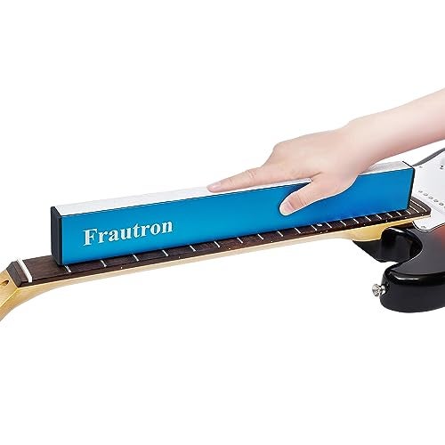 Frautron Guitar Fret Leveling Beam, Aluminum Fret Leveler Sanding Block File Bar, 16" (400mm) Luthier Fretboard Leveling Tool with 2-Set of 120/240/320/400/600/1000 Grit Replacement Sandpaper - Image 2