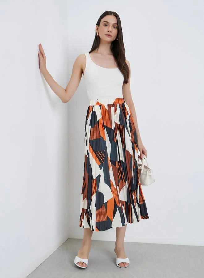 Take Two Take Two Women Geometric Print Pleated Midi Skirt