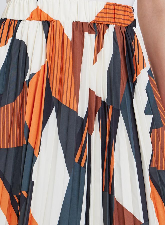 Take Two Women Geometric Print Pleated Midi Skirt - Image 3