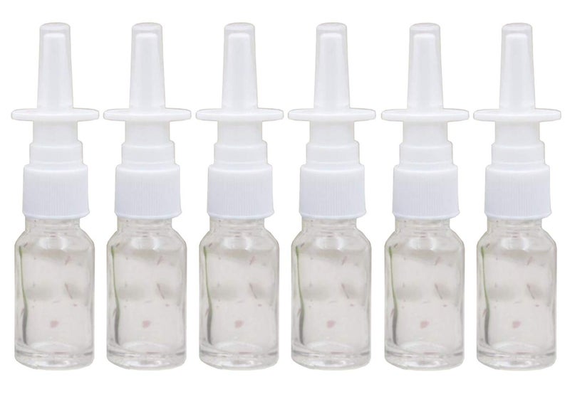 SYBL 6Pcs 10ml034oz Glass Nasal Bottles Portable Empty Refillable Fine Mist Atomizers Cosmetic Makeup Perfume Storage Container VialsClear